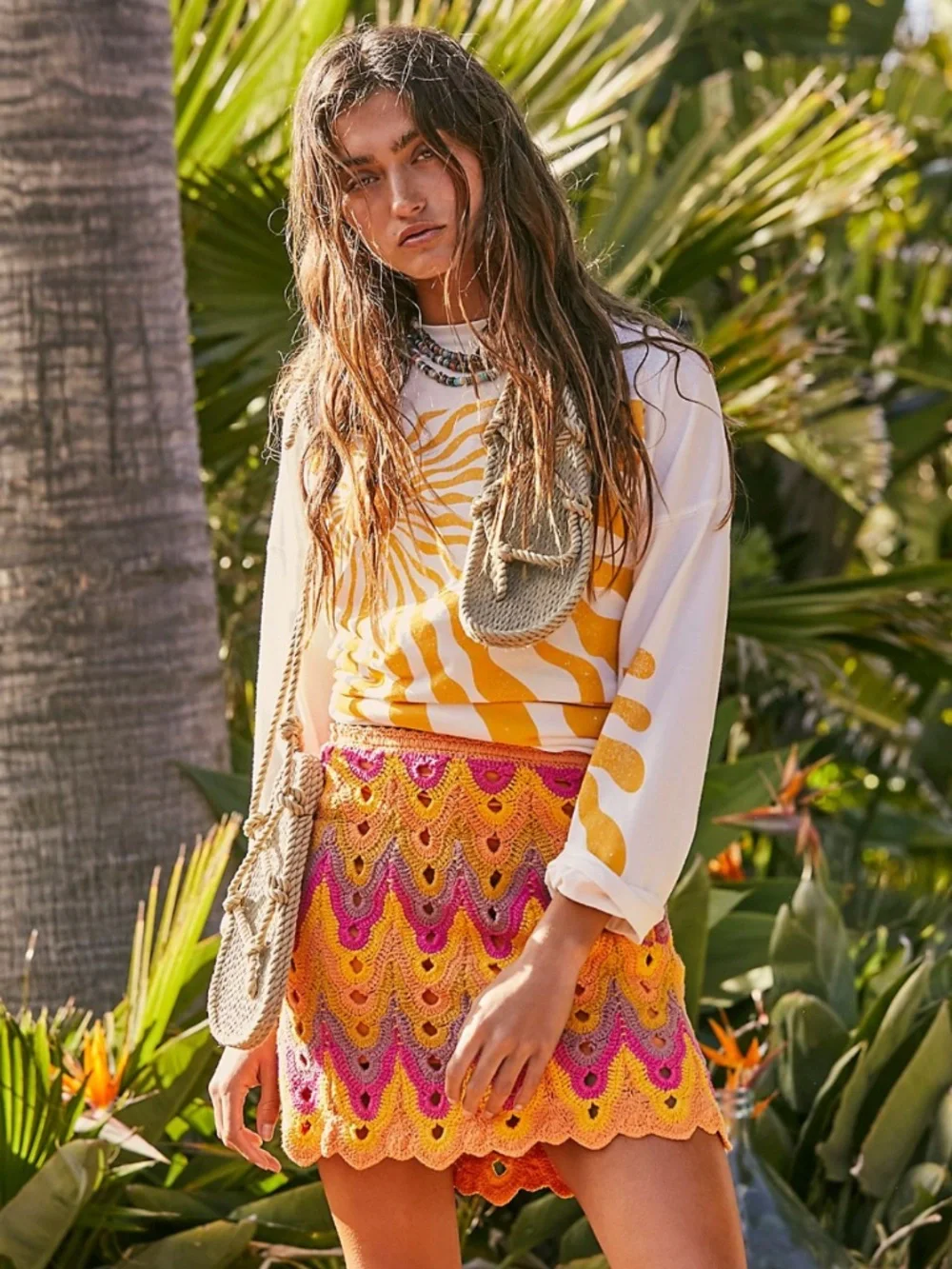 NEW Free People Heat of the Moment Crochet Skirt Almost Famous XS
